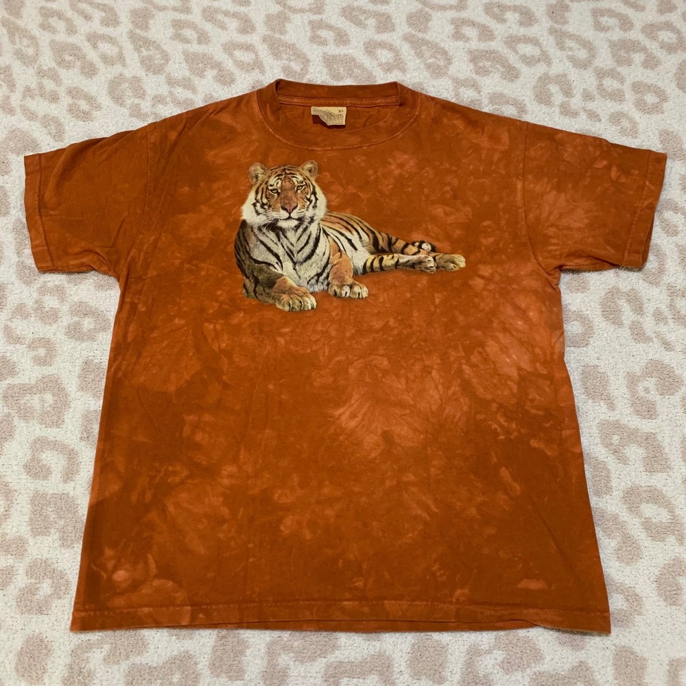The Mountain Graphic T-Shirt Kids‎ XL Rust Orange Tiger Tie Dye Vintage